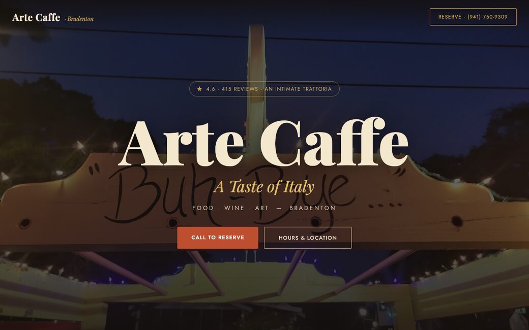 Arte Caffe website screenshot