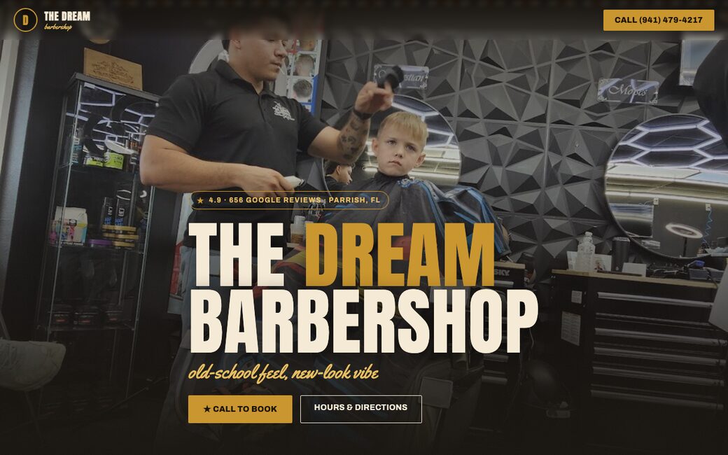 The Dream Barbershop website screenshot