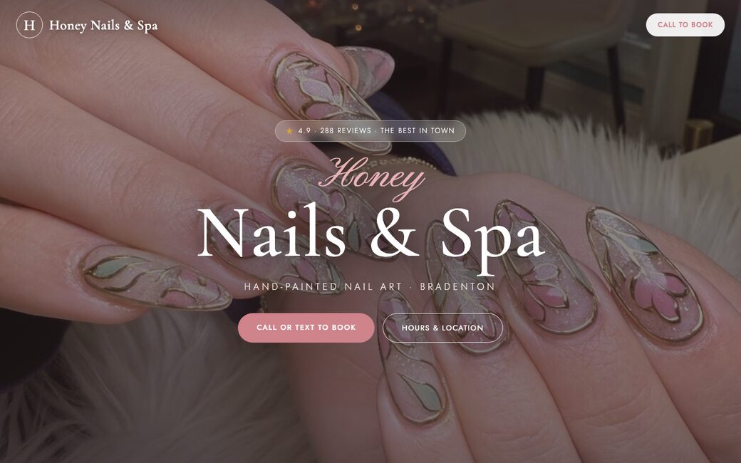 Honey Nails & Spa website screenshot