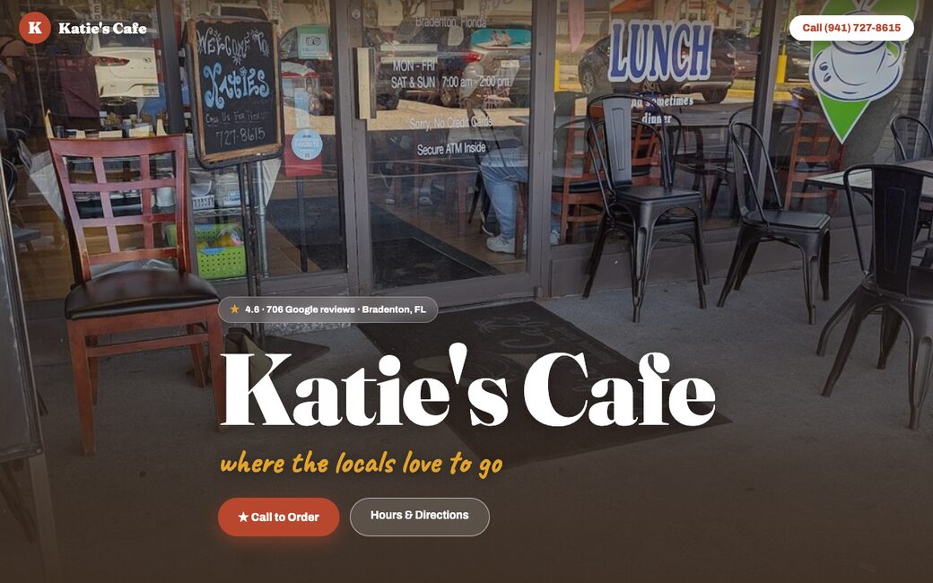 Katie's Cafe website screenshot