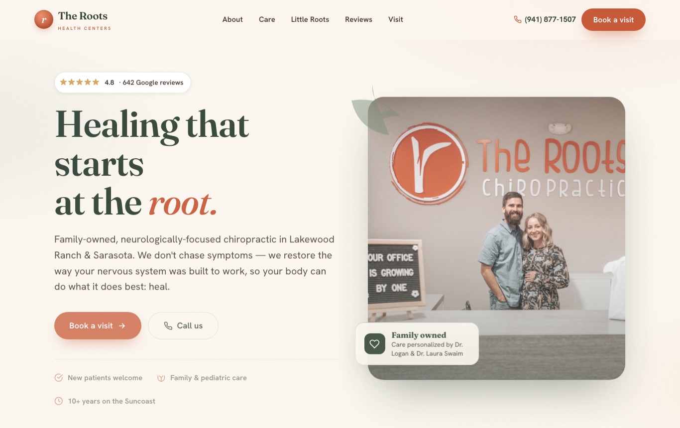 The Roots Health Centers website screenshot