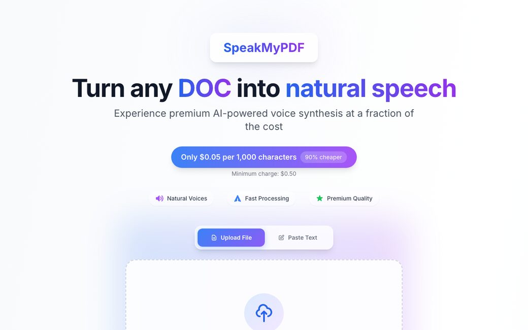 SpeakMyPDF website screenshot