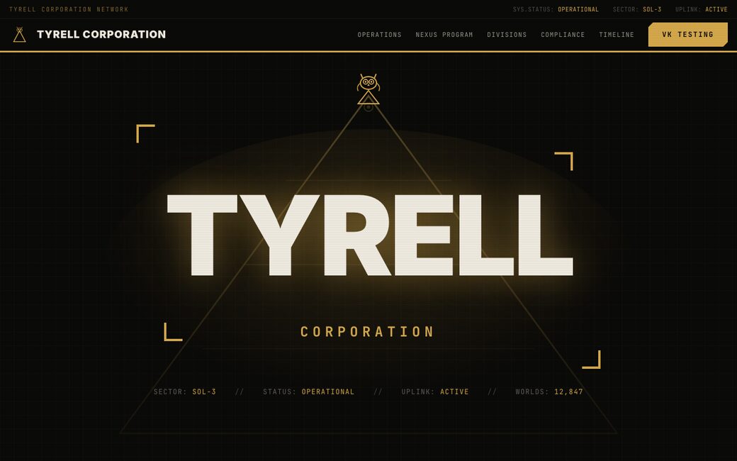 Tyrell Corporation website screenshot